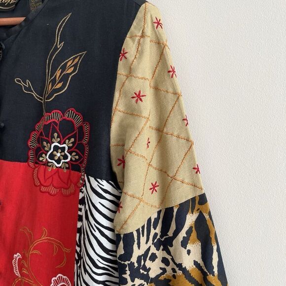 Alex Kim Patchwork Embroidered Jacket L Cottagecore Boho Y2K Vtg Art to Wear - Picture 8 of 14